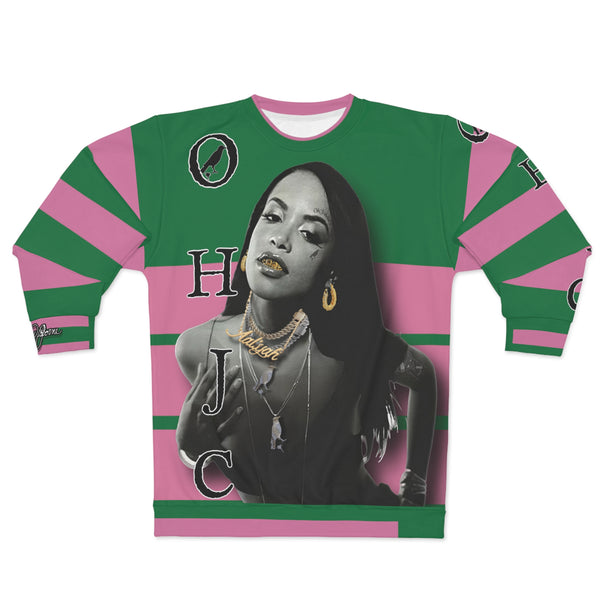 Aaliyah 🎙️👸🏽 green/pink Unisex Sweatshirt