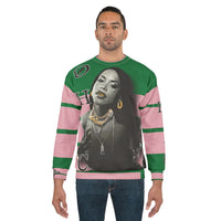 Aaliyah 🎙️👸🏽 green/light pink Unisex Sweatshirt