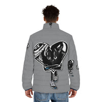 BLACK heart 🖤 gray Men's Puffer Jacket