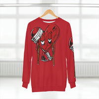 LOVE hurts ❤️‍🩹 (dark red) AOP Unisex Sweatshirt