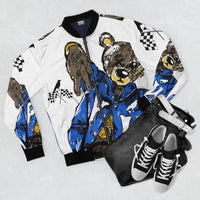 NIPSEY bear 🏁 White Bomber Jacket