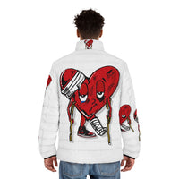 LOVE hurts ❤️‍🩹 white Men's Puffer Jacket