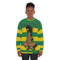 GOOD knees 🧎🏾‍♀️🇨🇬yellow/green striped Unisex Sweatshirt
