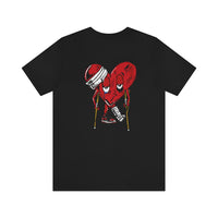 LOVE hurts ❤️‍🩹 small front logo Unisex Jersey Short Sleeve Tee