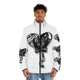 BLACK heart 🖤 white Men's Puffer Jacket