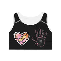 Handprint ❤️‍🩹🤚 Black Sports Bra
