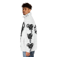 BLACK heart 🖤 white Men's Puffer Jacket