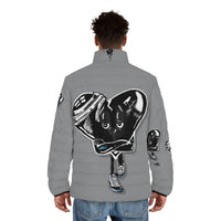 BLACK heart 🖤 gray Men's Puffer Jacket