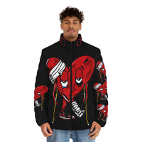 LOVE hurts ❤️‍🩹 black Men's Puffer Jacket