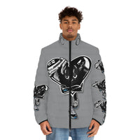 BLACK heart 🖤 gray Men's Puffer Jacket