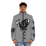 BLACK heart 🖤 gray Men's Puffer Jacket
