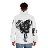 BLACK heart 🖤 white Men's Puffer Jacket