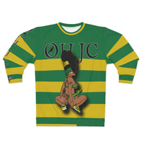 GOOD knees 🧎🏾‍♀️🇨🇬yellow/green striped Unisex Sweatshirt