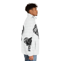 BLACK heart 🖤 white Men's Puffer Jacket