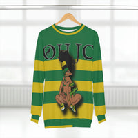 GOOD knees 🧎🏾‍♀️🇨🇬yellow/green striped Unisex Sweatshirt