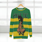 GOOD knees 🧎🏾‍♀️🇨🇬yellow/green striped Unisex Sweatshirt