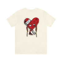 LOVE hurts ❤️‍🩹 small front logo Unisex Jersey Short Sleeve Tee