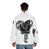BLACK heart 🖤 white Men's Puffer Jacket