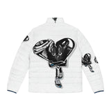BLACK heart 🖤 white Men's Puffer Jacket