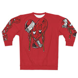 LOVE hurts ❤️‍🩹 (dark red) AOP Unisex Sweatshirt