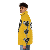 BLACK heart 🖤💛 yellow Men's Puffer Jacket