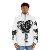 BLACK heart 🖤 white Men's Puffer Jacket