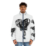 BLACK heart 🖤 white Men's Puffer Jacket