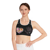 Handprint ❤️‍🩹🤚 Black Sports Bra
