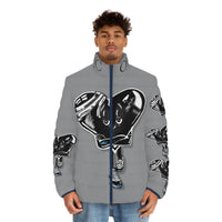 BLACK heart 🖤 gray Men's Puffer Jacket