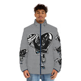 BLACK heart 🖤 gray Men's Puffer Jacket